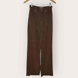 Zara Corduroy Pants | EUR 32 USA 0 MEX 22 | Brown High-Waisted Wide-Leg Raw Hem